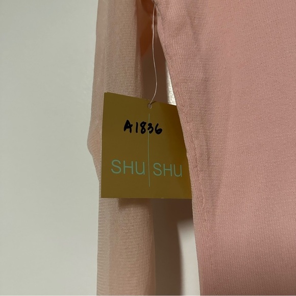 New! Shu Shu pink Mesh feminine modest delicate Sweater Cardigan Size Small - Picture 6 of 8